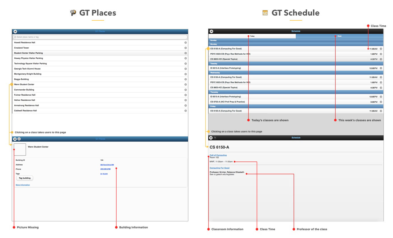 GT Places and Schedule App